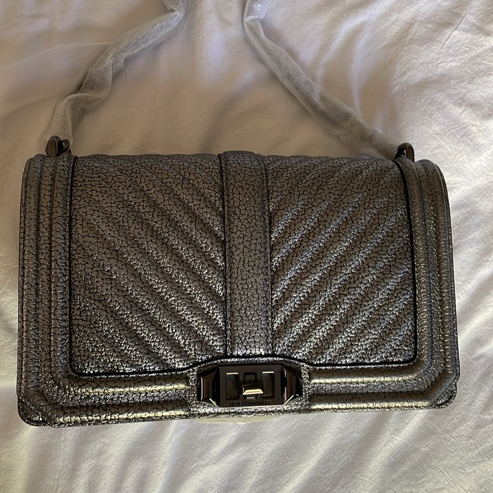 Rebecca Minkoff Chevron Love Crossbody in Anthracite